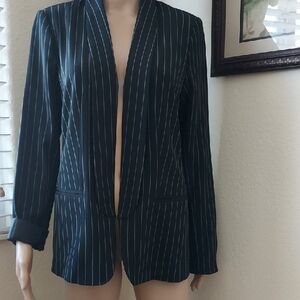 Women's Black Striped Blazer